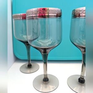 Vintage Tiffin-Franciscan Indigo platinum wine glasses